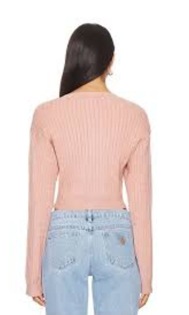 27 Miles Malibu 100% Cashmere Pink Distressed Cropped Ribbed Sweater Size S